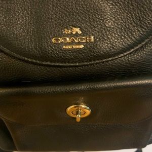 Black leather coach backpack